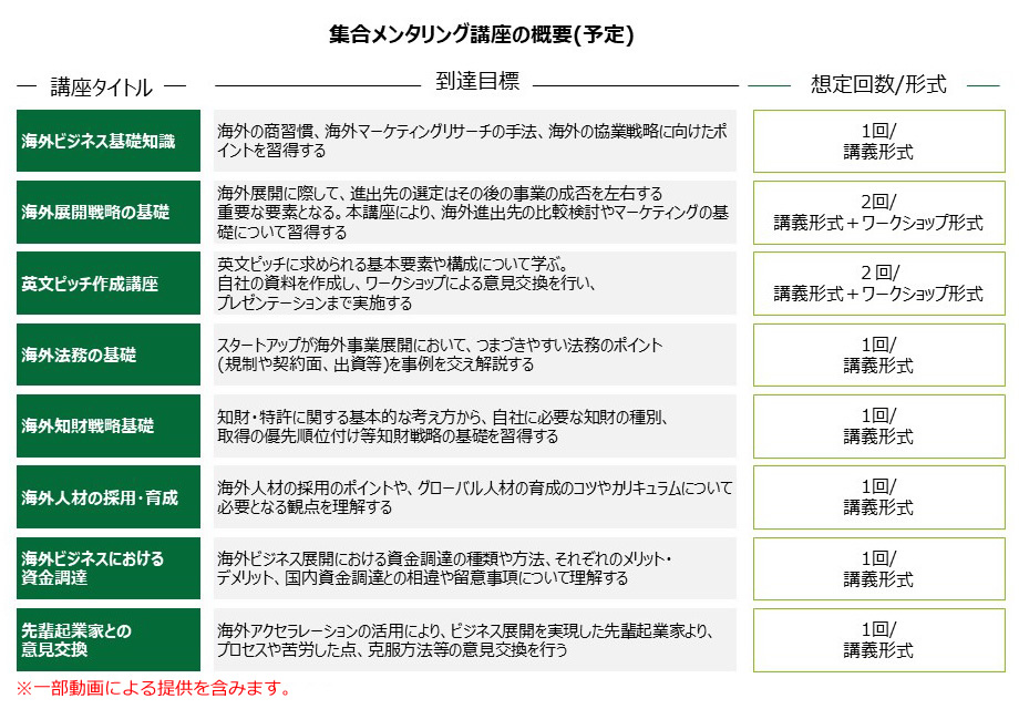 集合メンタリング講座の概要（予定）